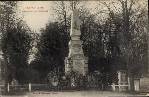 Ak Vernon Eure, Monument de l'Ardeche