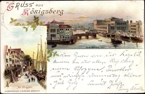Litho Kaliningrad Königsberg Ostpreußen, Am Pregel, Börse