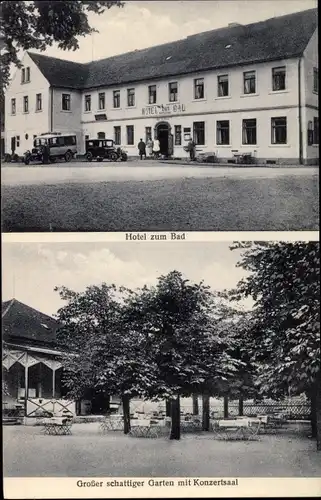 Ak Opolno Zdrój Bad Oppelsdorf Bogatynia Reichenau Schlesien, Hotel zum Bad, Garten