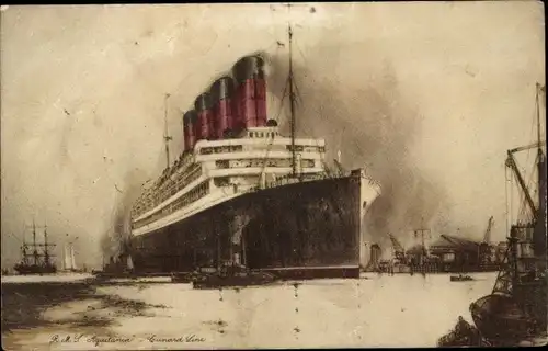 Ak Dampfer RMS Aquitania, Cunard Line