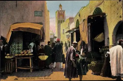 Ak Sousse Tunesien, Straßenpartie, Marktleben