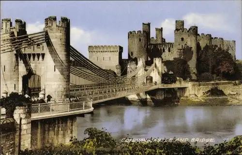 Ak Conway Conwy Wales, Castle and Bridge