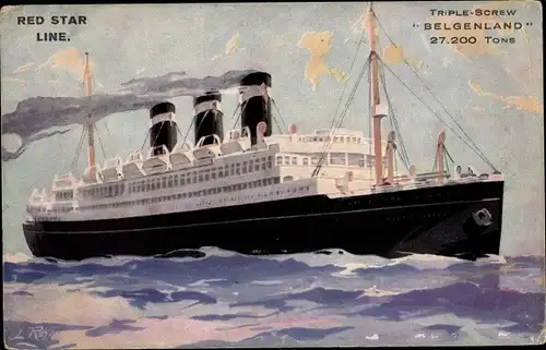 Künstler Ak Triple Screw Belgenland, Passagierdampfer Red Star Line