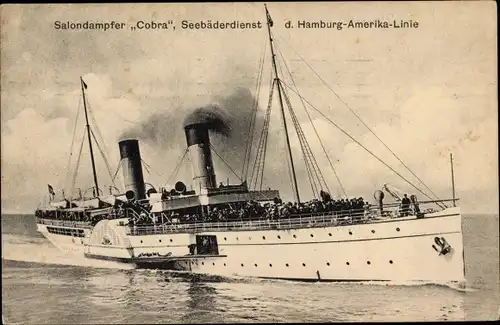 Ak Salondampfer Cobra, Seebäderdienst Hamburg Amerika Linie