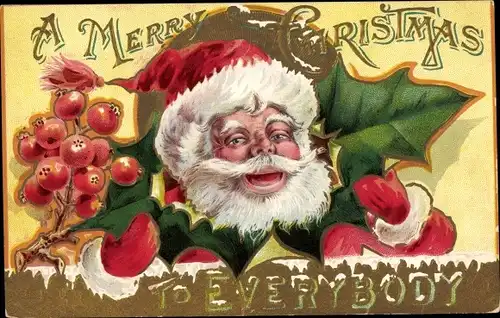 Präge Litho Glückwunsch Weihnachten, Weihnachtsmann, Merry Christmas