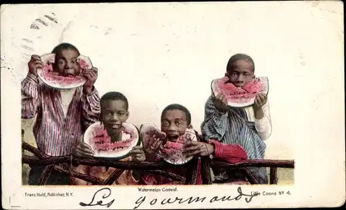 Ak USA, Watermelon Contest, Jungen essen Wassermelonen