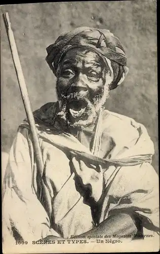 Ak Scenes et Types, Un Negro, Mann mit Turban