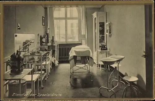 Ak Düsseldorf am Rhein, Theresien Hospital, Zimmer für Spezialärzte