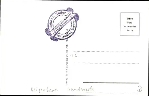 Ak Mittenwald Oberbayern, Geigenbaumeister Joh. Reiter, Oktavgeige