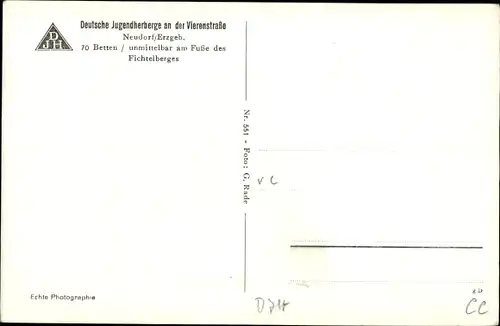 Ak Neudorf Sehmatal-Cranzahl, Jugendherberge, Vierenstraße