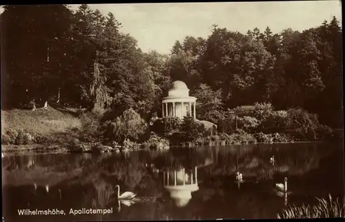 Ak Bad Wilhelmshöhe Kassel in Hessen, Apollotempel, Schwäne