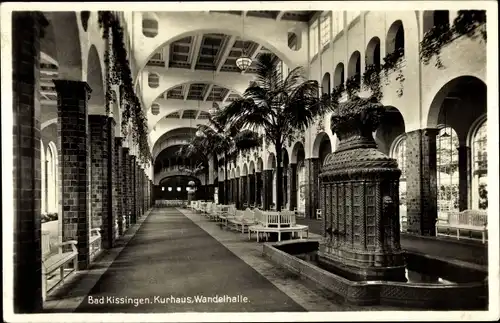 Ak Bad Kissingen Unterfranken Bayern, Kurhaus, Wandelhalle