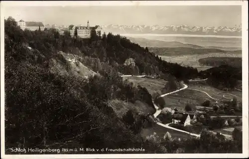 Ak Heiligenberg in Baden, Blick auf Schloss Heiligenberg von der Freundschaftshöhle