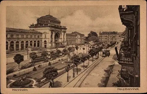 Ak Mannheim in Baden, Hauptbahnhof, Straßenseite