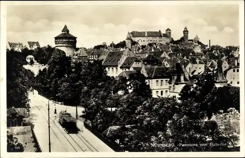 Ak Nürnberg in Mittelfranken, Panorama vom Hallertor