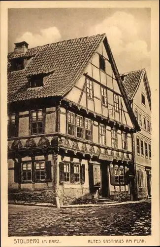 Ak Stolberg Harz, Blick auf altes Gasthaus am Plan