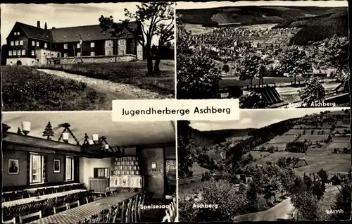 Ak Aschberg Klingenthal im Vogtland Sachsen, Jugendherberge, Gesamtansicht vom Ort