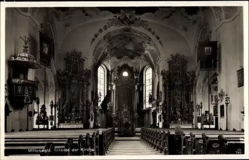 Ak Mittenwald in Oberbayern, Kircheninneres