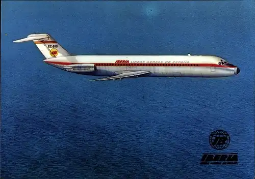 Ak Spanisches Passagierflugzeug, Iberia, Douglas DC 9