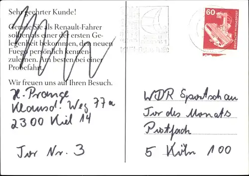 Ak Reklame, Automobil Renault Fuego