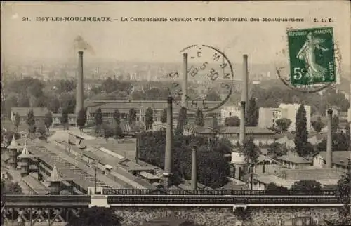 Ak Issy les Moulineaux Hauts de Seine, La Cartoucherie Gevelot vue du Boulevard des Montquartiers