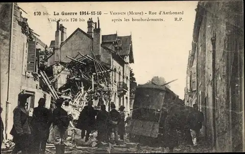 Ak Verdun Meuse, Rue d'Anthouard apres les bombardements