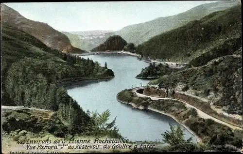 Ak Rochetaillée Loire, Vue Panoramique du Reservoir du Gouffre d'Enfer