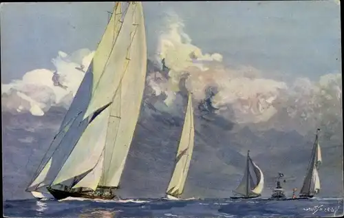 Künstler Ak Sebille, A., Yachts a voile de grande serie en course, Segelschiffe