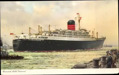 Künstler Ak Dampfer RMS Ivernia, Cunard Line