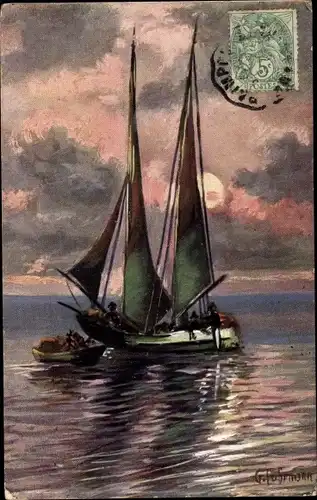 Künstler Ak Fuhrmann, G., Segelboot auf dem Meer