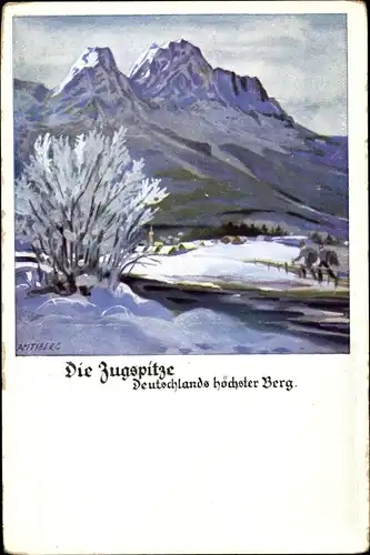 Künstler Ak Amtsberg, Otto, Zugspitze, Deutschlands höchster Berg, Werbeabteilung der Turnerschaft