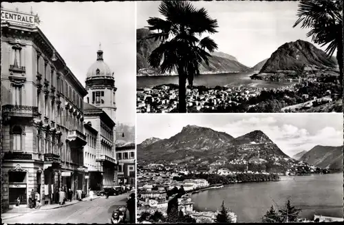 Ak Lugano Kanton Tessin Schweiz, Hotel Centrale, Panorama