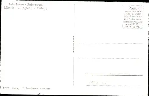 Ak Unterseen Interlaken Kanton Bern Schweiz, Panorama, Mönch, Jungfrau, Salegg
