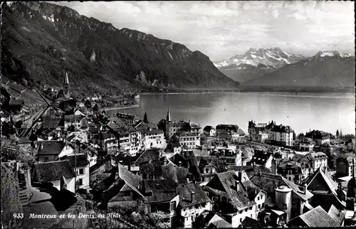 Ak Montreux Kanton Waadt Schweiz, Panorama, les Dents du Midi