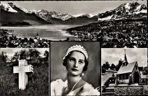 Ak Küssnacht Kanton Schwyz, Gedächtniskapelle Königin Astrid von Belgien, Portrait, Panorama