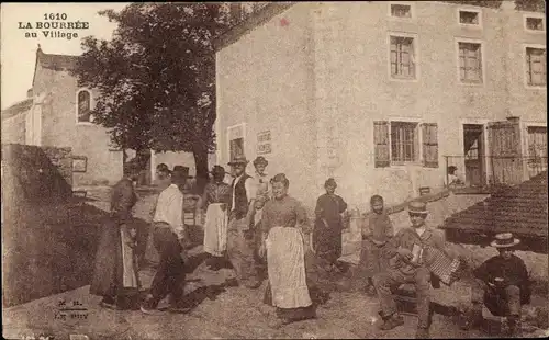 Ak La Bourrée, au village, französischer Volkstanz