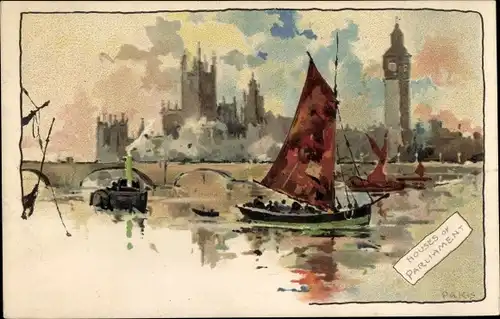 Künstler Ak London City England, Houses of Parliament