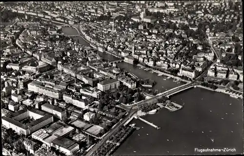 Ak Zürich Stadt Schweiz, Fliegeraufnahme