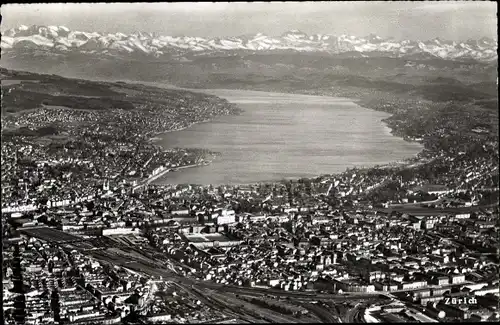 Ak Zürich Stadt Schweiz, Fliegeraufnahme der Stadt