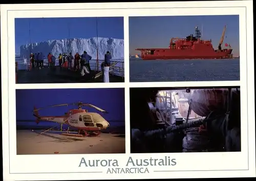 Ak Antarktis Antarctica, Aurora Australis, Iceberg Alley, Mawson, VH HRF on Helideck, Hubschrauber