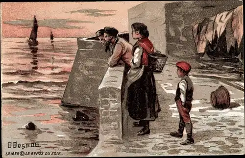 Künstler Ak Besnou, D., La Mer, Le Repos du Soir