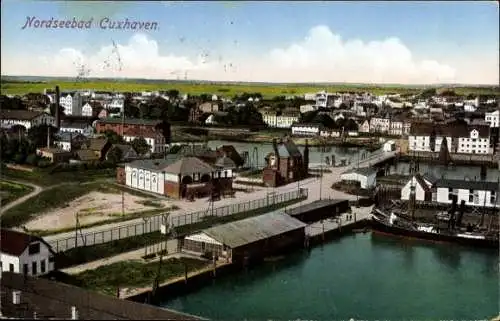 Ak Nordseebad Cuxhaven, Gesamtansicht, Hafen