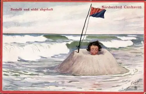 Künstler Ak Schultz, Herbert, Bestellt und nicht abgeholt, Junge Krabben, Tuck, Cuxhaven