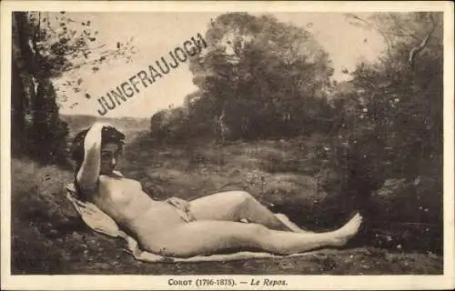 Künstler Ak Corot, Le Repos, Frauenakt