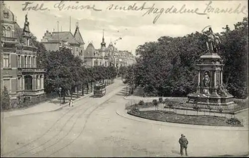 Ak Hannover in Niedersachsen, Kriegerdenkmal, Hohenzollernstraße, Straßenbahn