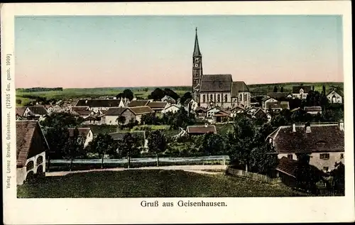 Ak Geisenhausen in Niederbayern, Totalansicht der Ortschaft, Kirche