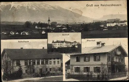 Ak Reichersbeuern in Oberbayern, Pfarrhof, Schloss, Schulhaus, Totalansicht