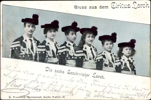 Ak Gruß aus dem Cirkus Lorch, Zirkus, die sechs Geschwister Lorch