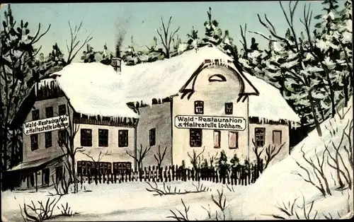 Ak Lochham Gräfelfing in Oberbayern, Waldrestauration und Haltestelle