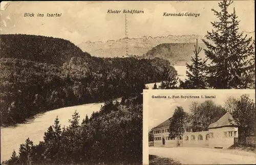 Ak Schäftlarn Oberbayern, Kloster, Gasthaus zur Post Bayerbrunn, Karwendel Gebirge, Isartal